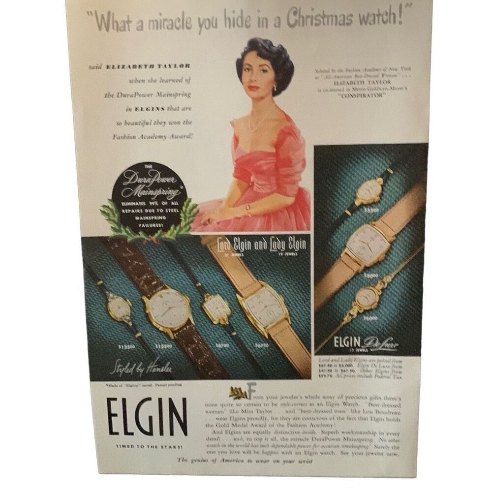 Vintage 1949 Elgin Watch What a Miracle Ad Advertisement